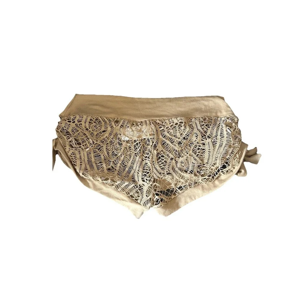 NWT Mapale Mocha Crochet Lace Beach Shorts - Size M - Boho Festival Cover Up